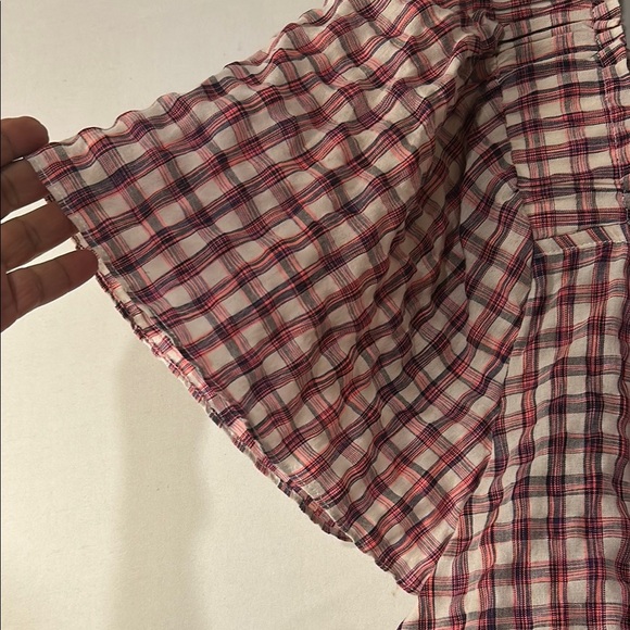 Zac and Rachel Women’s Top Blouse Plaid Square Neck Short Sleeve Size 2 X - Picture 3 of 7